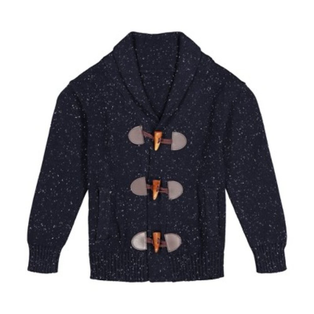 Andy & Evan navy blue speckled shawl collar cardigan horn toggle buttons 6